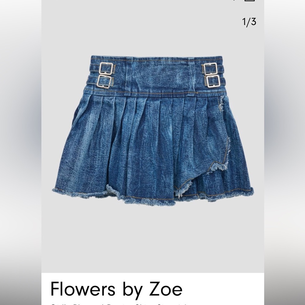 Flowers by Zoe Girl's Pleated Denim Skirt size Large (10-12) runs small